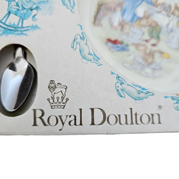 Royal Doulton vintage 1980s Bunnykins nursery set bowl  spoon NWT - Picture 2 of 5